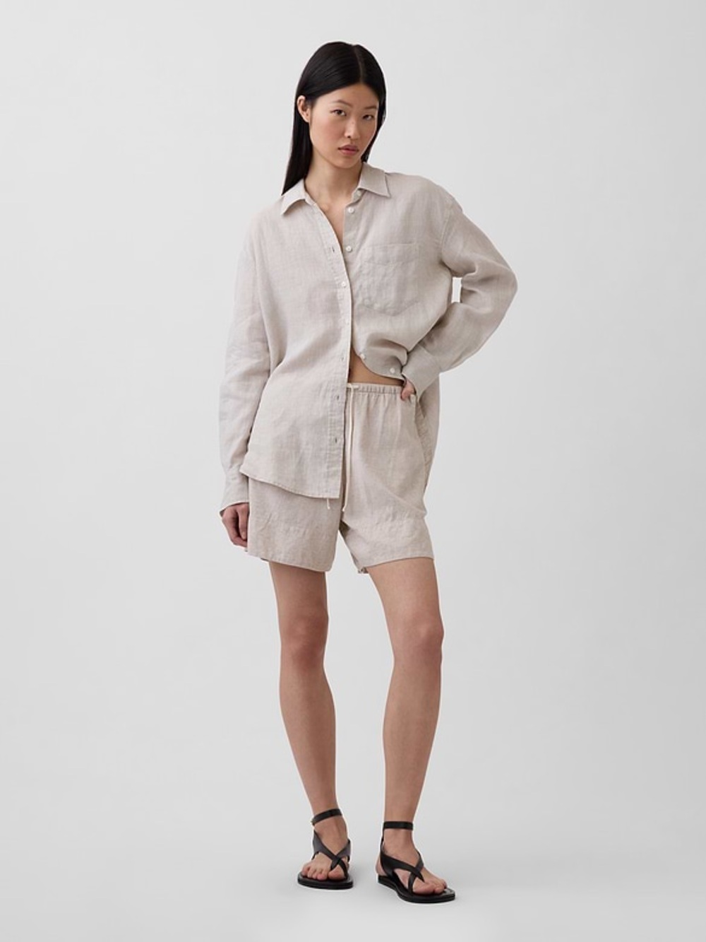 Gap 100% Linen Oversized Shirt size Large Color
Flax beige - Picture 2 of 11